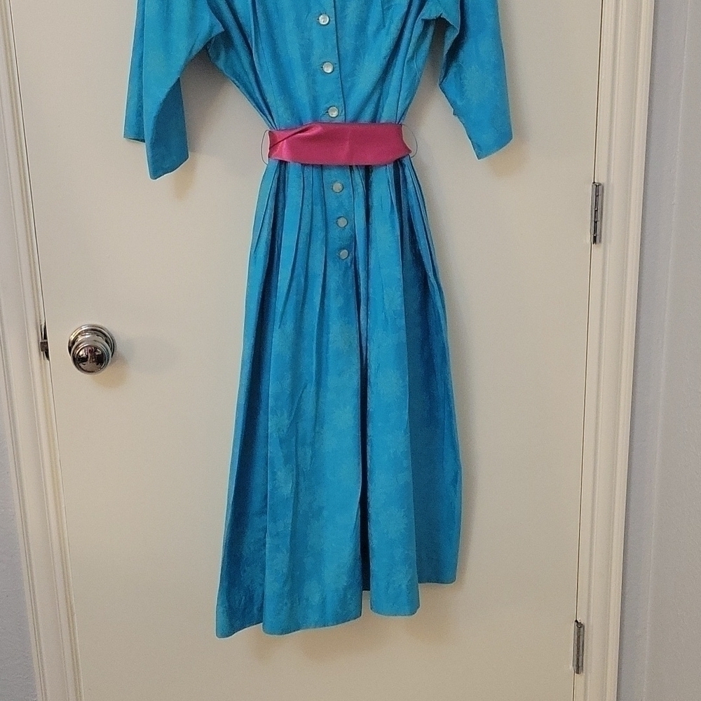 Handmade 1940s-1950s I love lucy floral damask Land Girl Performance Shirt Dress - Picture 7 of 11